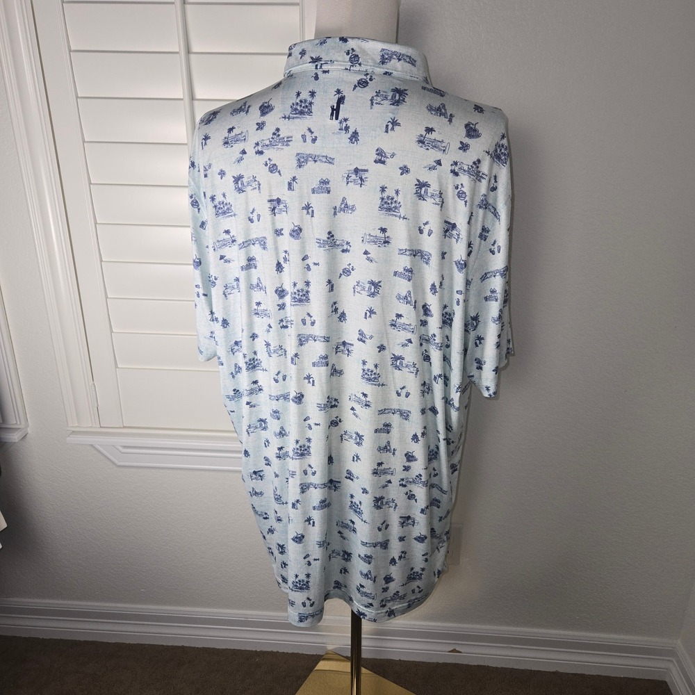 Johnnie-O Featherweight Polo XXL Tiki Bar Print UPF 50 Hammock Bay Golf - Picture 6 of 15